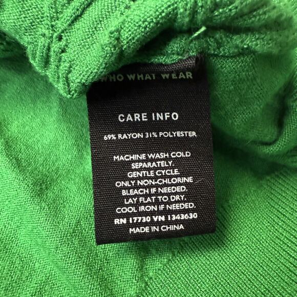 Who What Wear Sweater Womens Large Green Button Front Ruffle Sleeve Knit Top - Picture 4 of 7